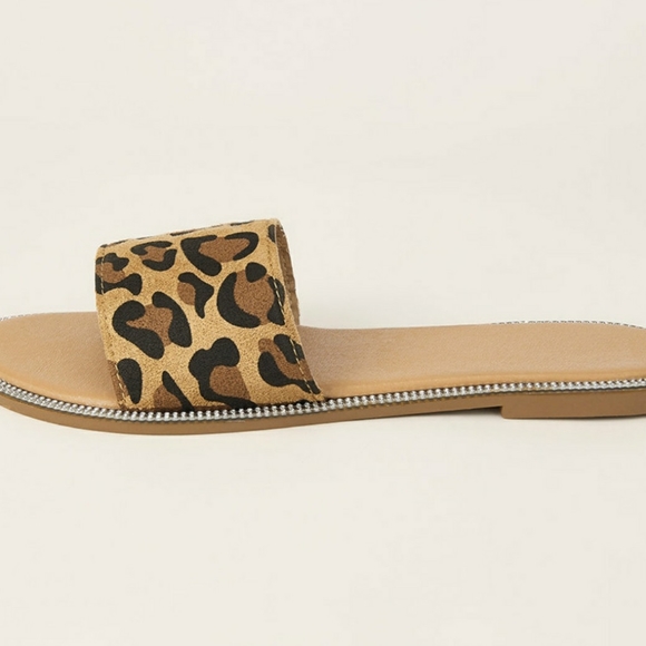 Anastasia Elva Leopard Bling Sandals Slides - Picture 6 of 6